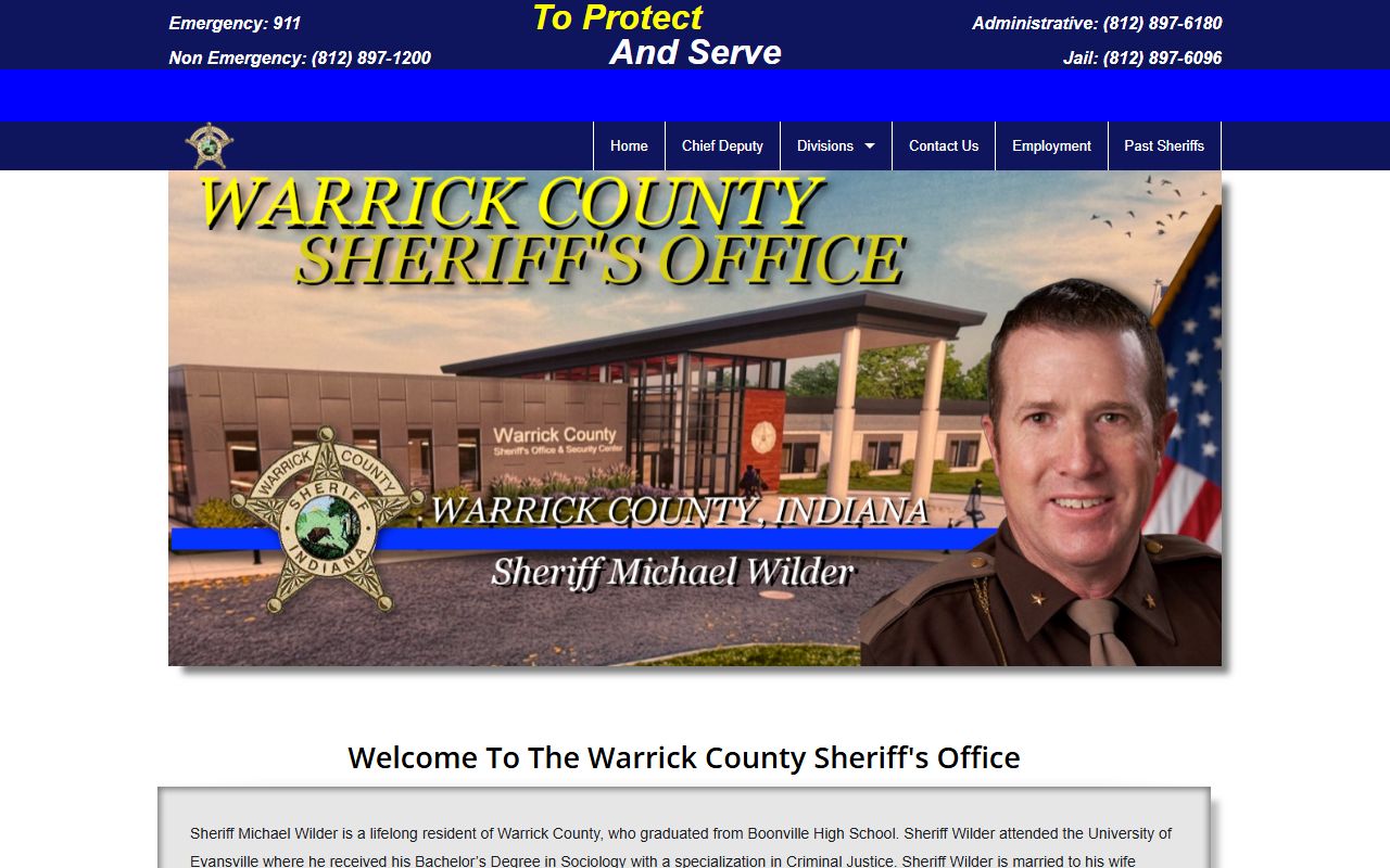 Warrick County inmate population sheriff homepage and jail contact information